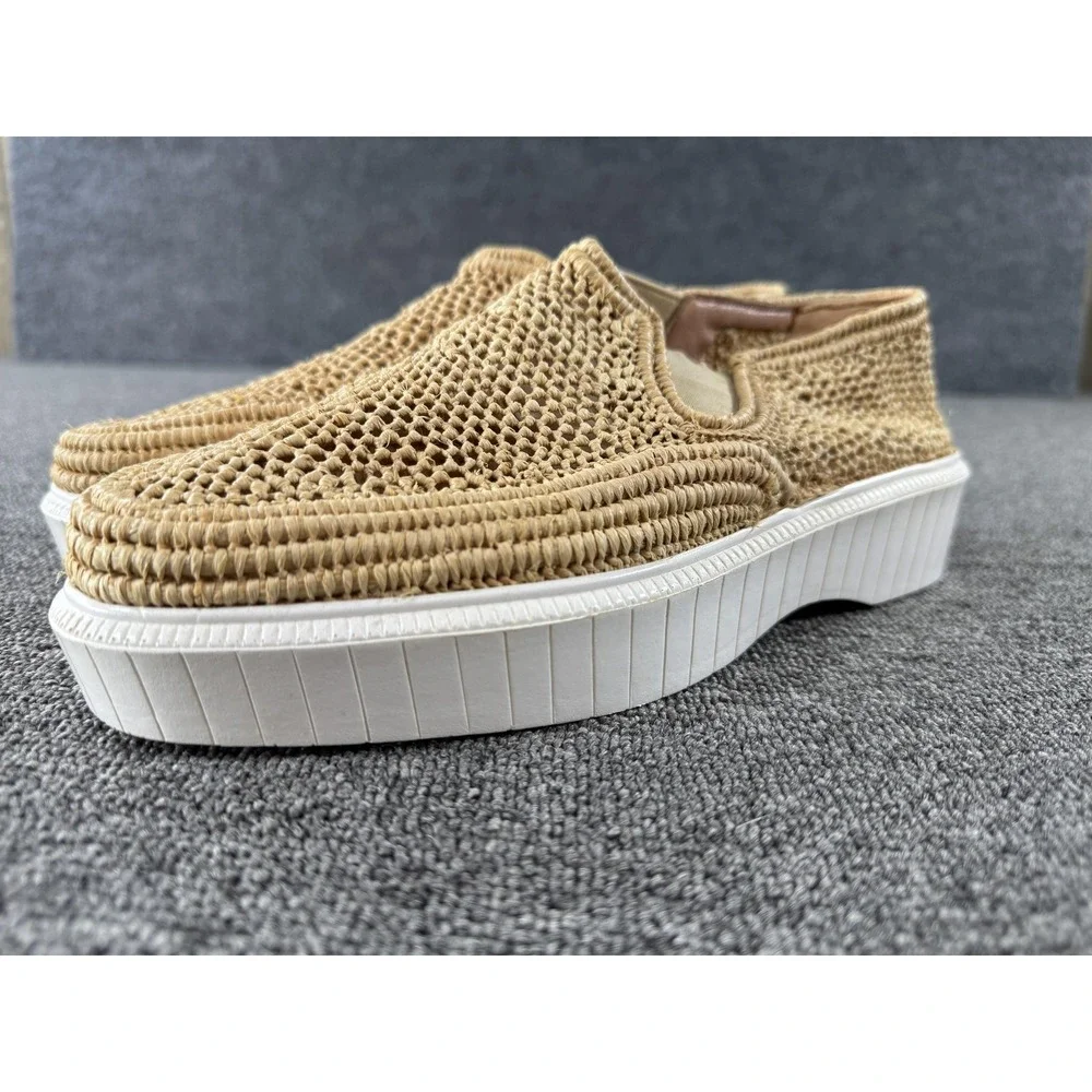 Isabel Marant Shoes Womens 7 Beige Woven Platform Slip On Raffia - Picture 2 of 14
